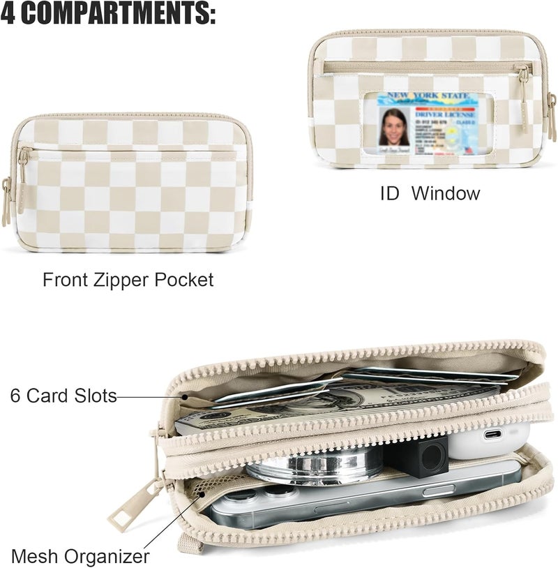 NEWROGENG Checkered WristleWallets for Women, RFID Wallet Crossbody with 4 Zippers, Credit Card Holder Cell Phone Organizer - Image 5